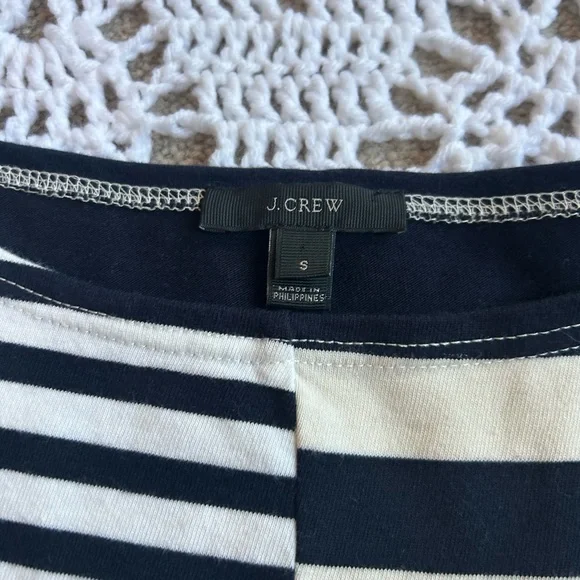 J. Crew Teal Royal Navy Cream Stripe Top Blouse Women Size S Modern Classic - Picture 5 of 7